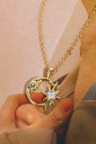 Copper 14K Gold-Plated Moon & Star Shape Pendant Necklace 