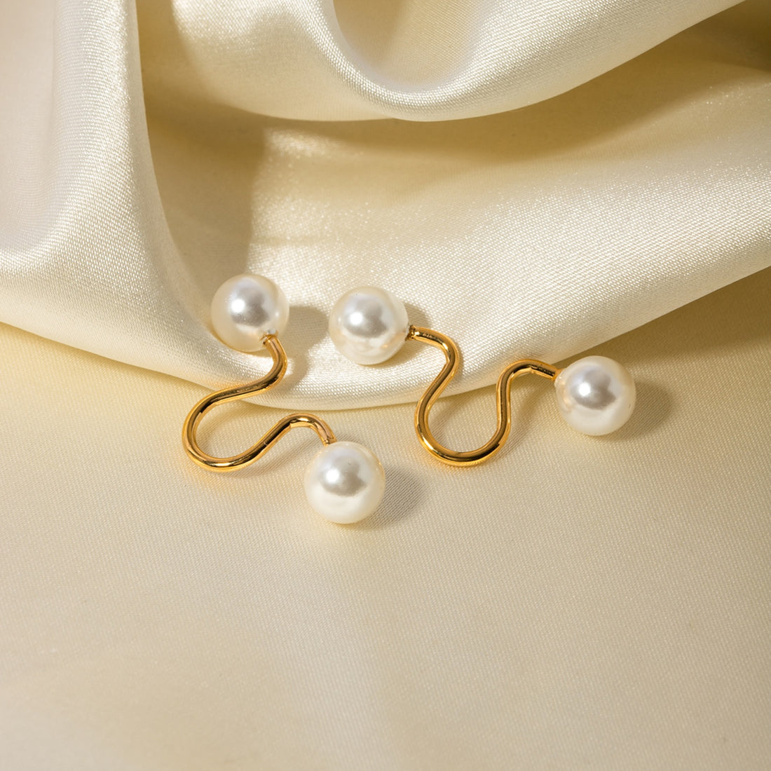 Stainless Steel Imitation Pearl Cuff Earrings 