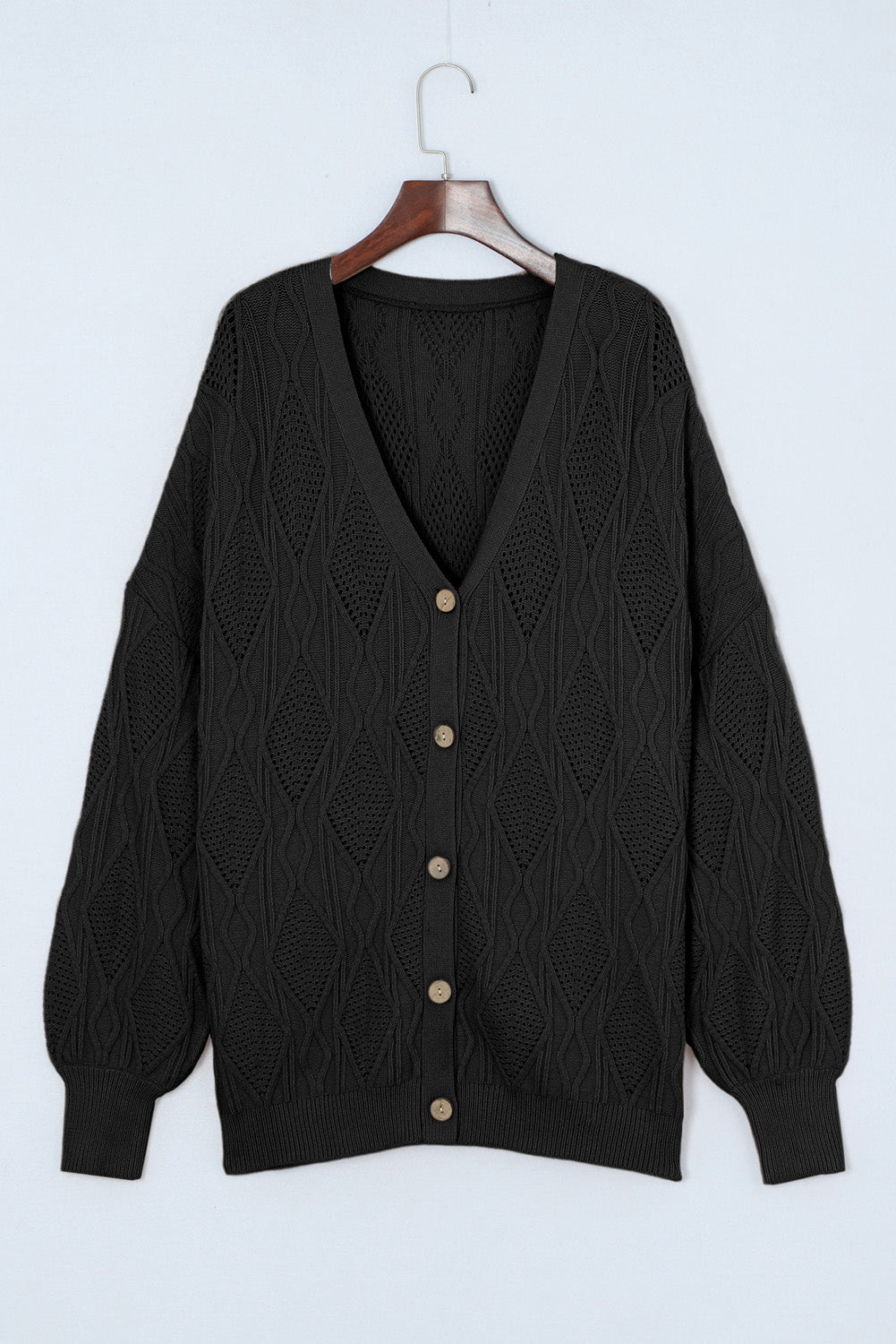 Plus Size Cable-Knit Button Up Sweater 