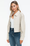 Snobbish Snap Down Long Sleeve PU Leather Jacket 