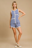 Umgee Round Neck Texture Striped Tank 