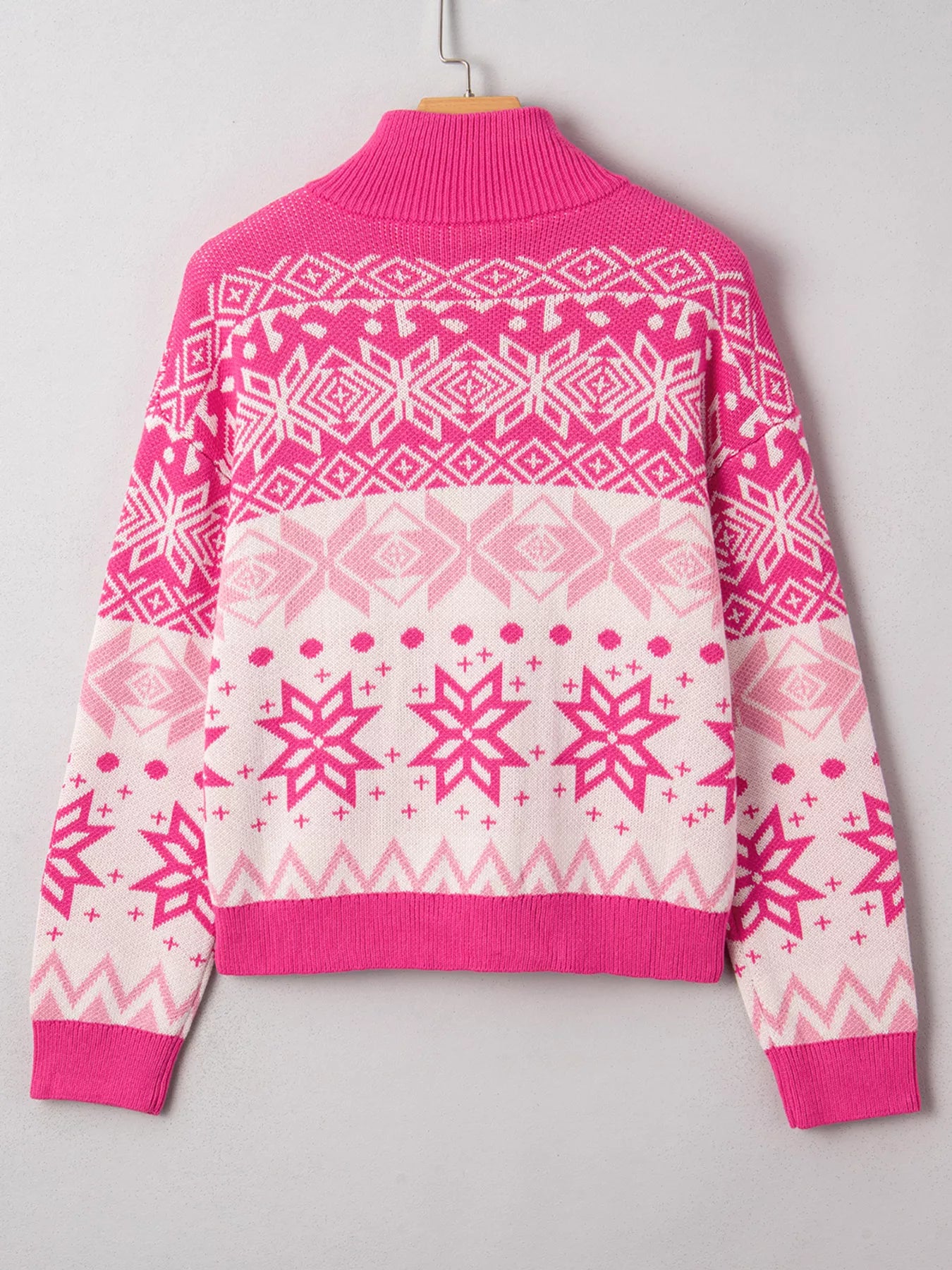 Christmas Snowflake Quarter Zip Collard Sweater 