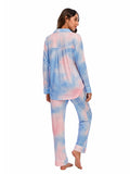 Collared Neck Long Sleeve Loungewear Set with Pockets Lingerie & Nightwear