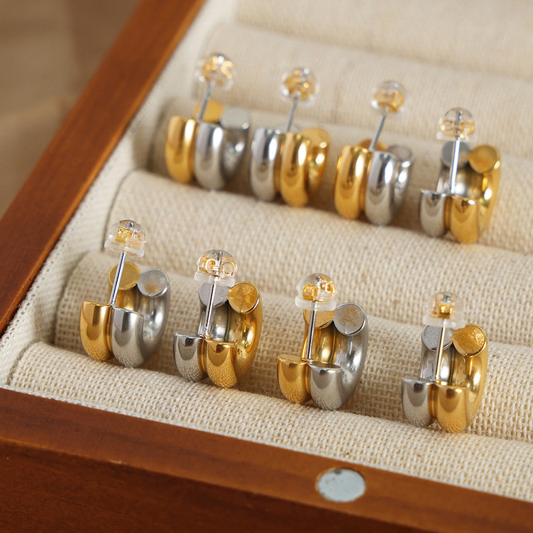 18K Gold-Plated C-Hoop Earrings 