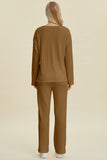 Double Take Full Size Cable-Knit Long Sleeve Top and Pants Set 