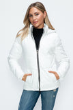 How Dare U Pocketed Zip Up Puffer Jacket with Removable Hood 