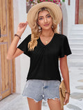 Double Take Ruched V-Neck Short Sleeve T-Shirt 
