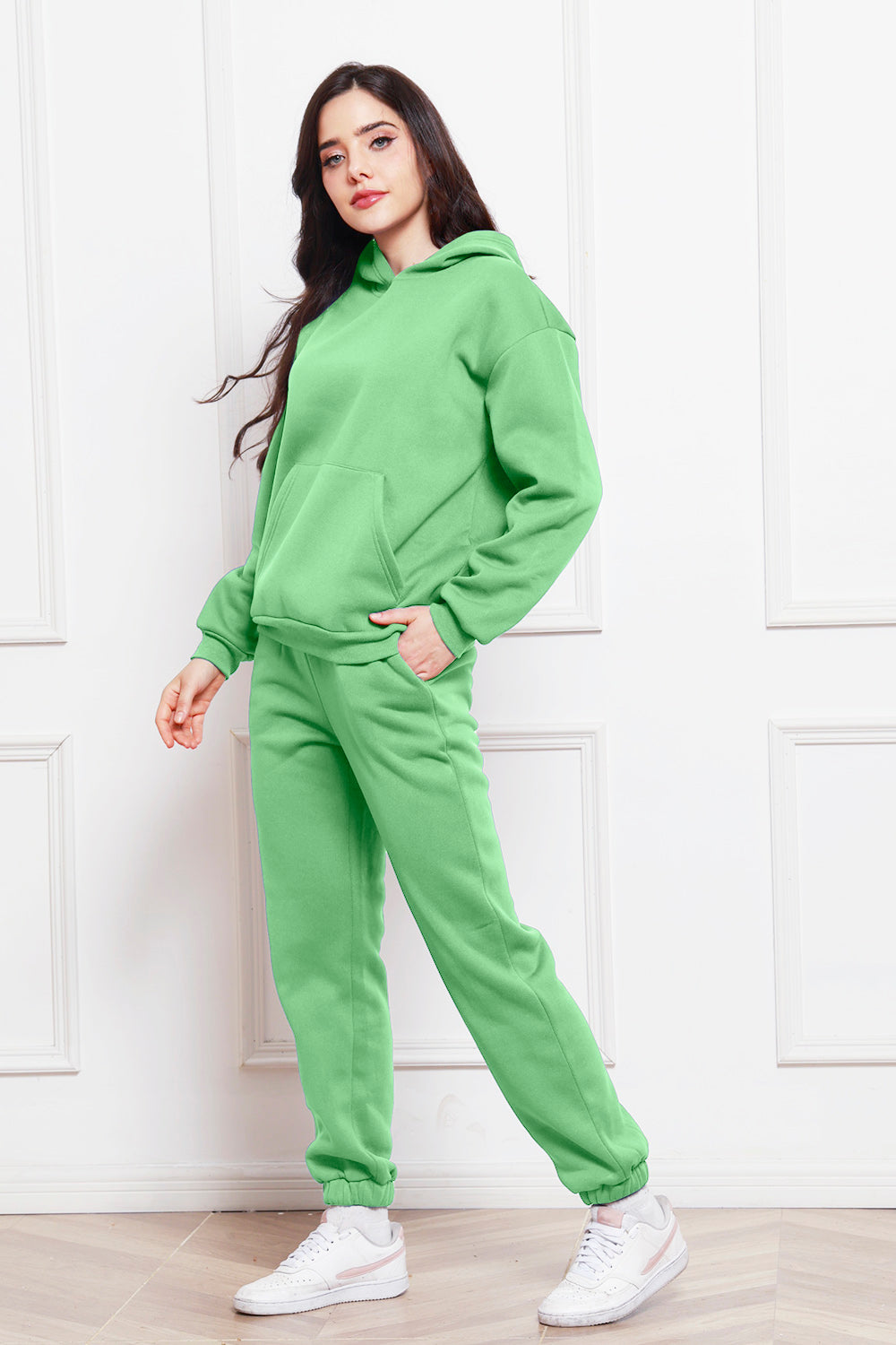 Drop Shoulder Long Sleeve Hoodie and Pants Set 