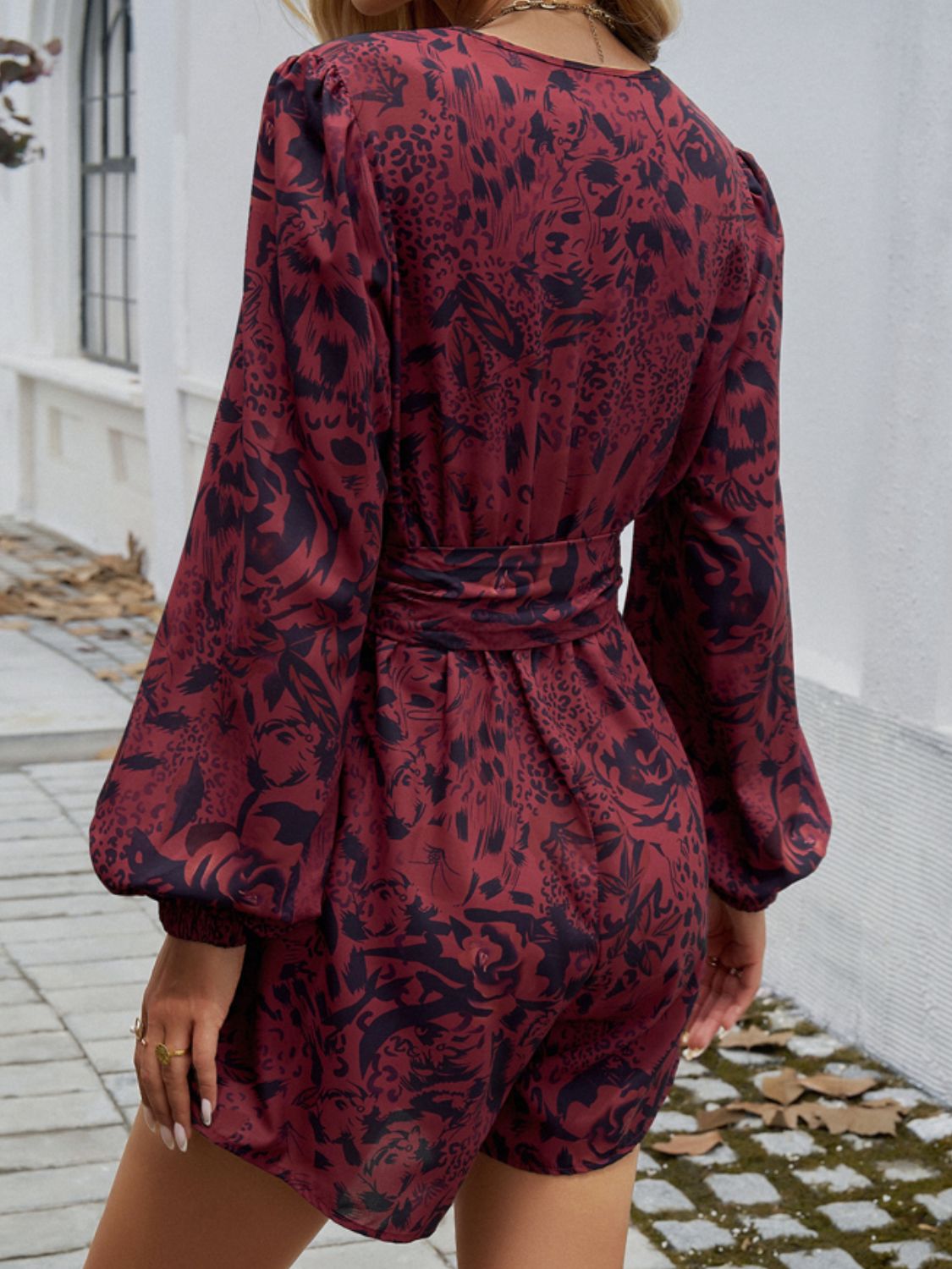 Devine Tied Surplice Long Sleeve Romper 