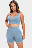 3 Piece Washed Square Neck Wide Strap Active Set 