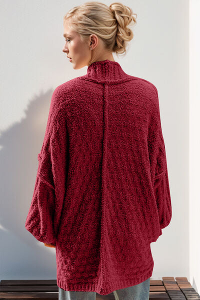 Double Take Full Size Open Front Long Sleeve Cardigan 