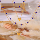 Titanium Steel Section Crystal Double-Layered Necklace 