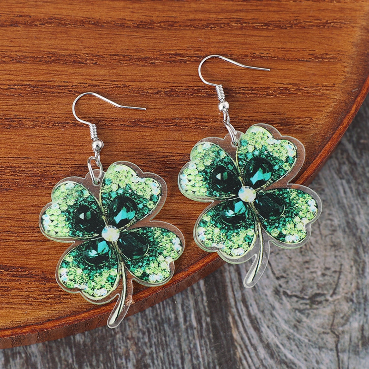 Lucky Clover Acrylic Dangle Earrings 