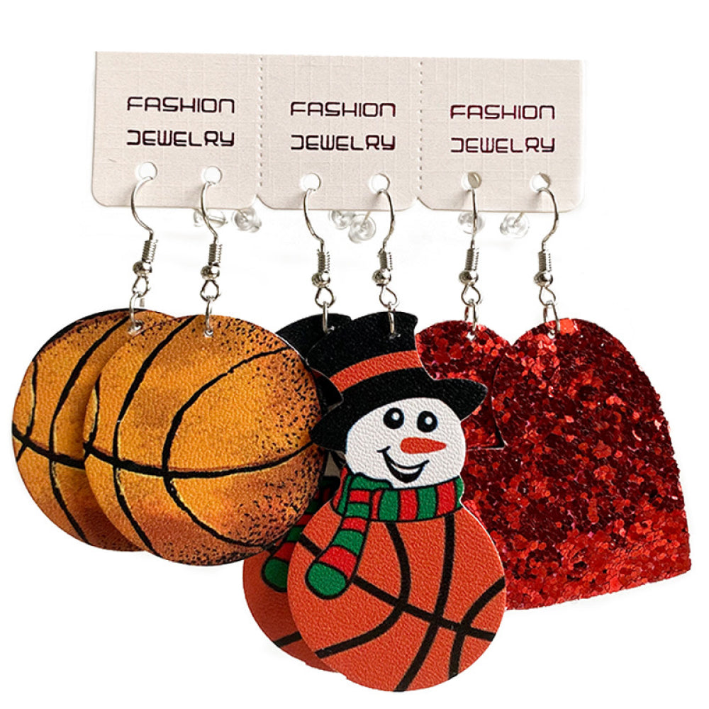 Snowman, Ball, and Heart Earrings Set 
