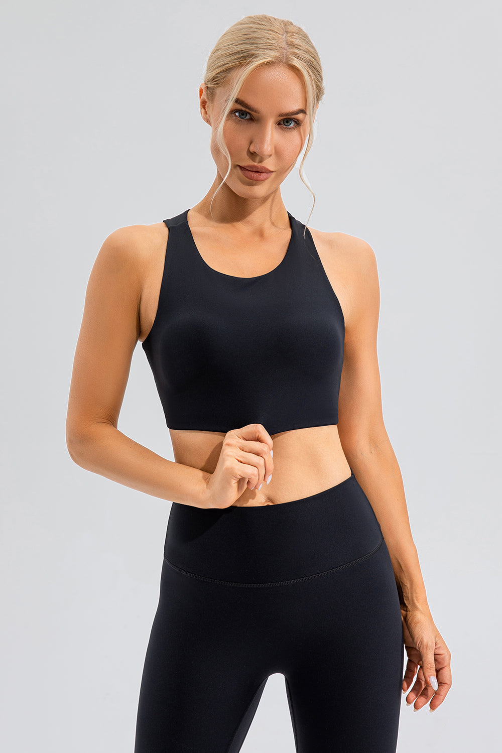 Round Neck Cutout Cropped Active Tank 