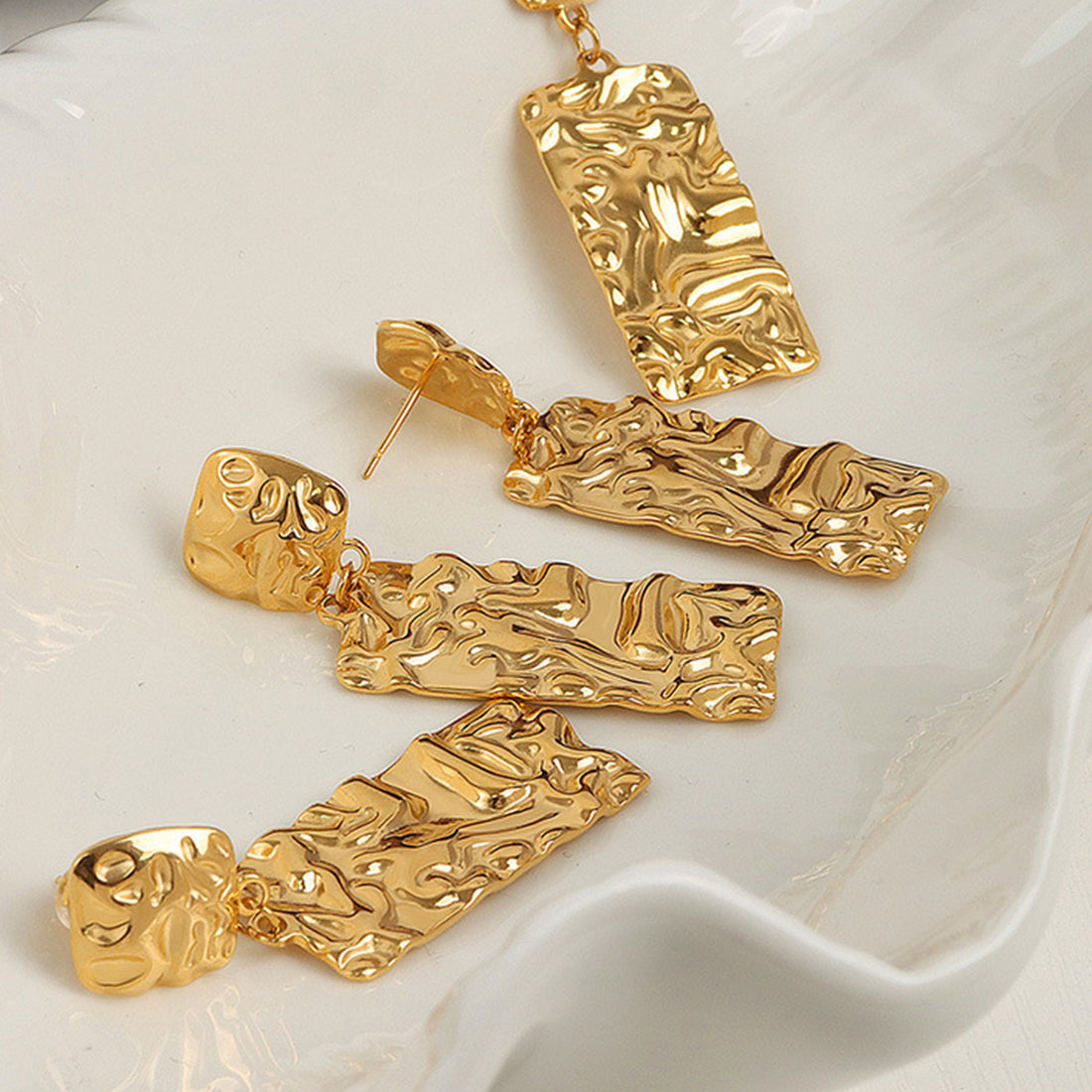 Titanium Steel Textured Geometric Earrings 