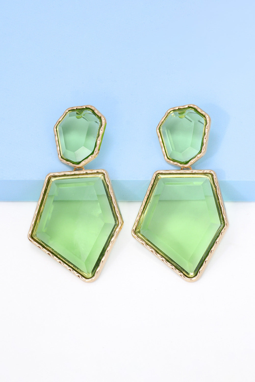 Geometrical Shape Zinc Alloy Frame Resin Dangle Earrings 