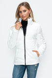 How Dare U Pocketed Zip Up Puffer Jacket with Removable Hood 