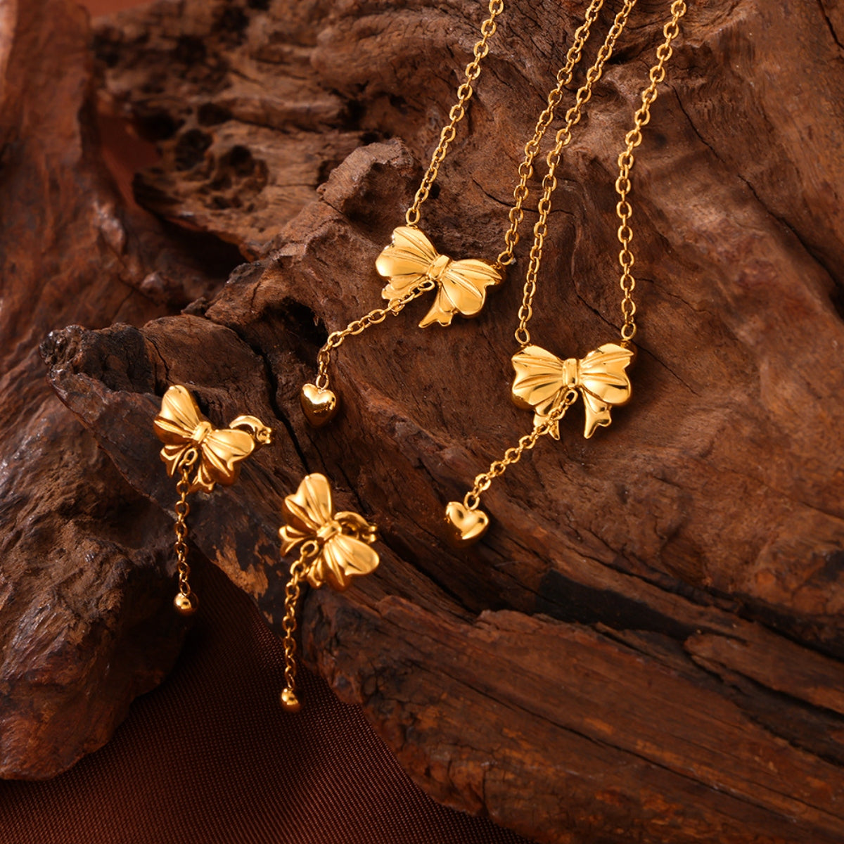 Titanium Steel Bow Earrings 