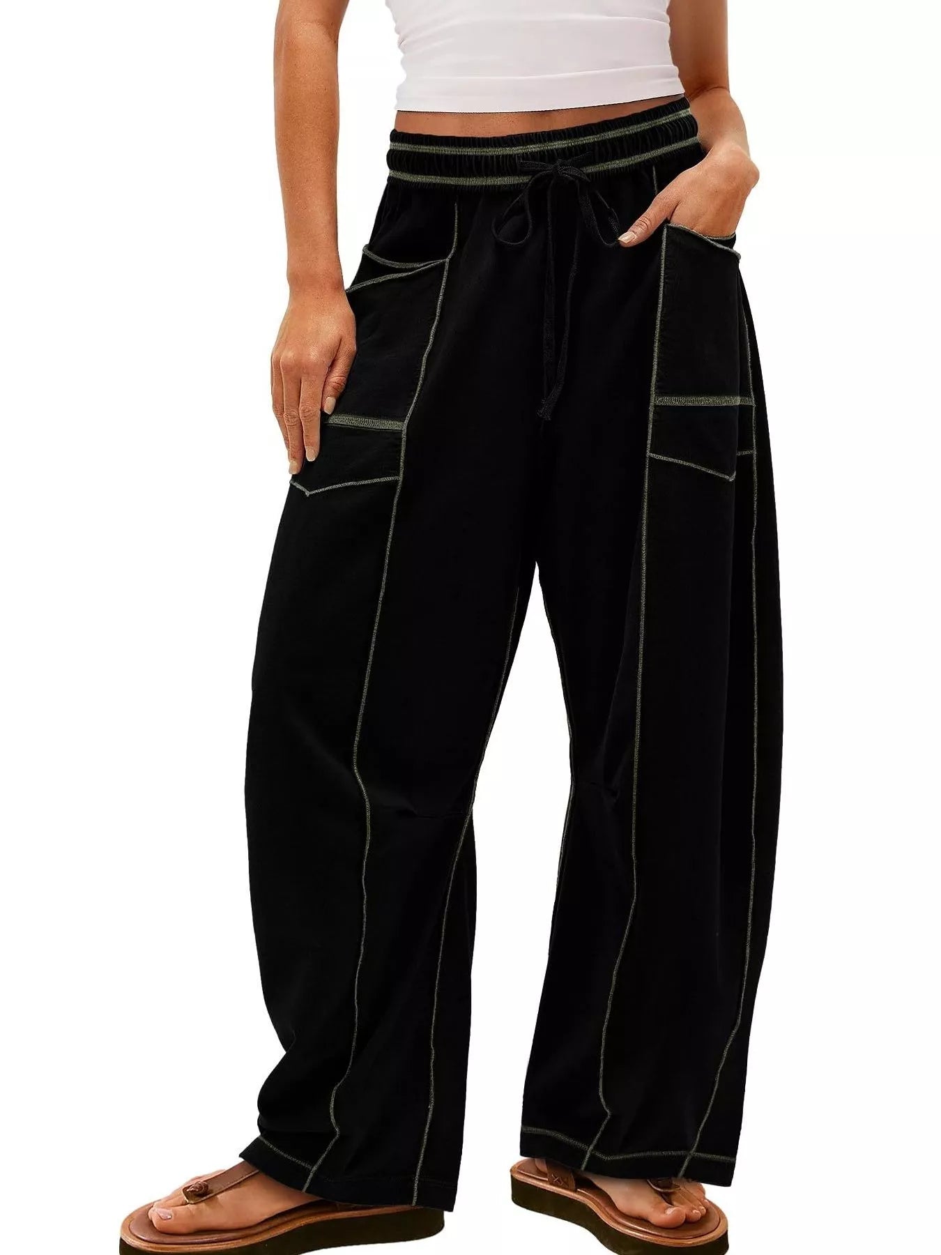 Drawstring Wide Leg Pants 