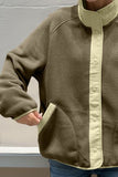 Double Take Snap Down Contrast Fleece Jacket with Pockets 