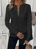 Texture Half Zip Long Sleeve Sweatshirt 