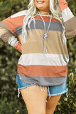 Plus Size Striped Slit Long Sleeve T-Shirt 
