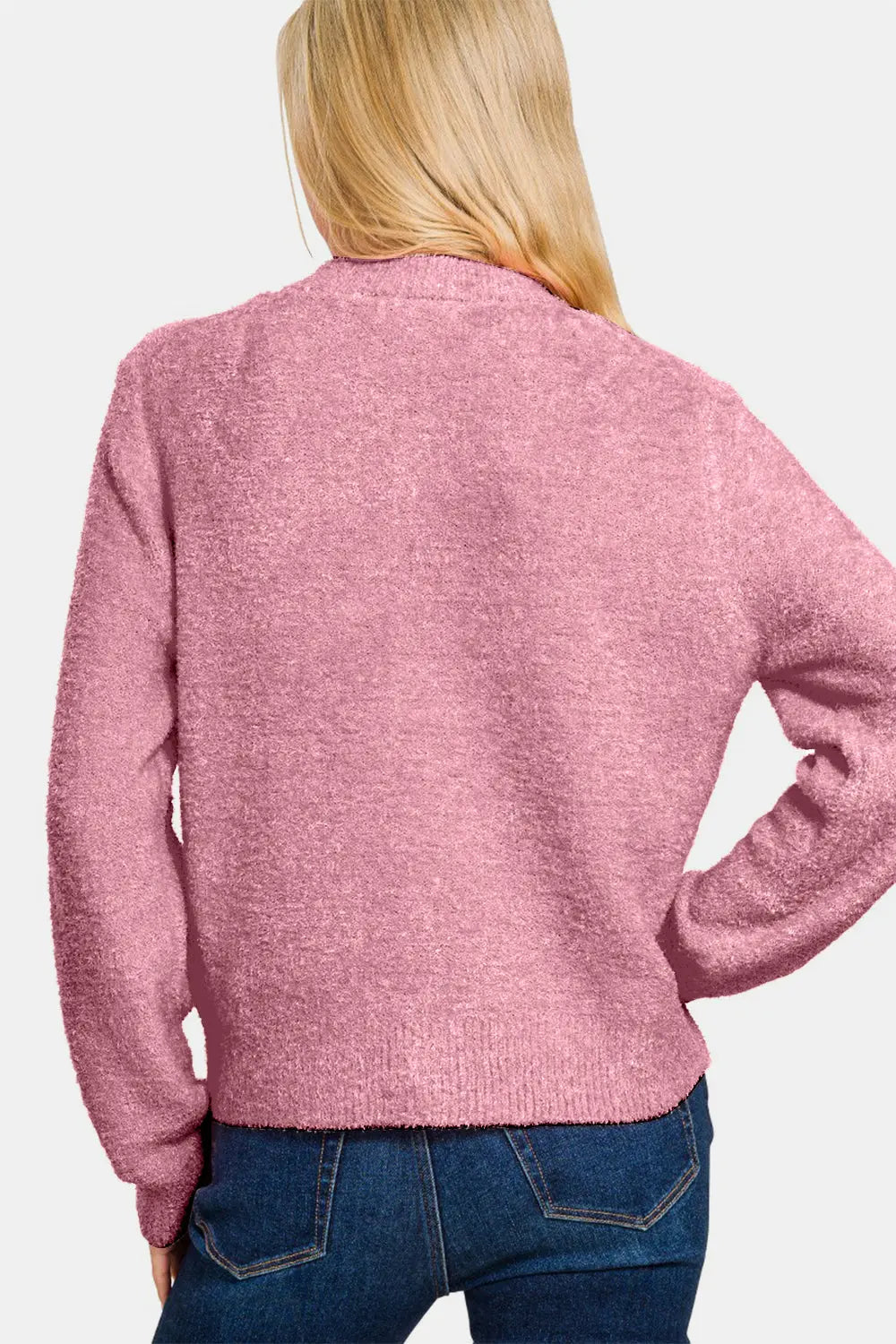 Zenana Button Down Long Sleeve Sweater Cardigan 