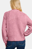 Zenana Button Down Long Sleeve Sweater Cardigan 