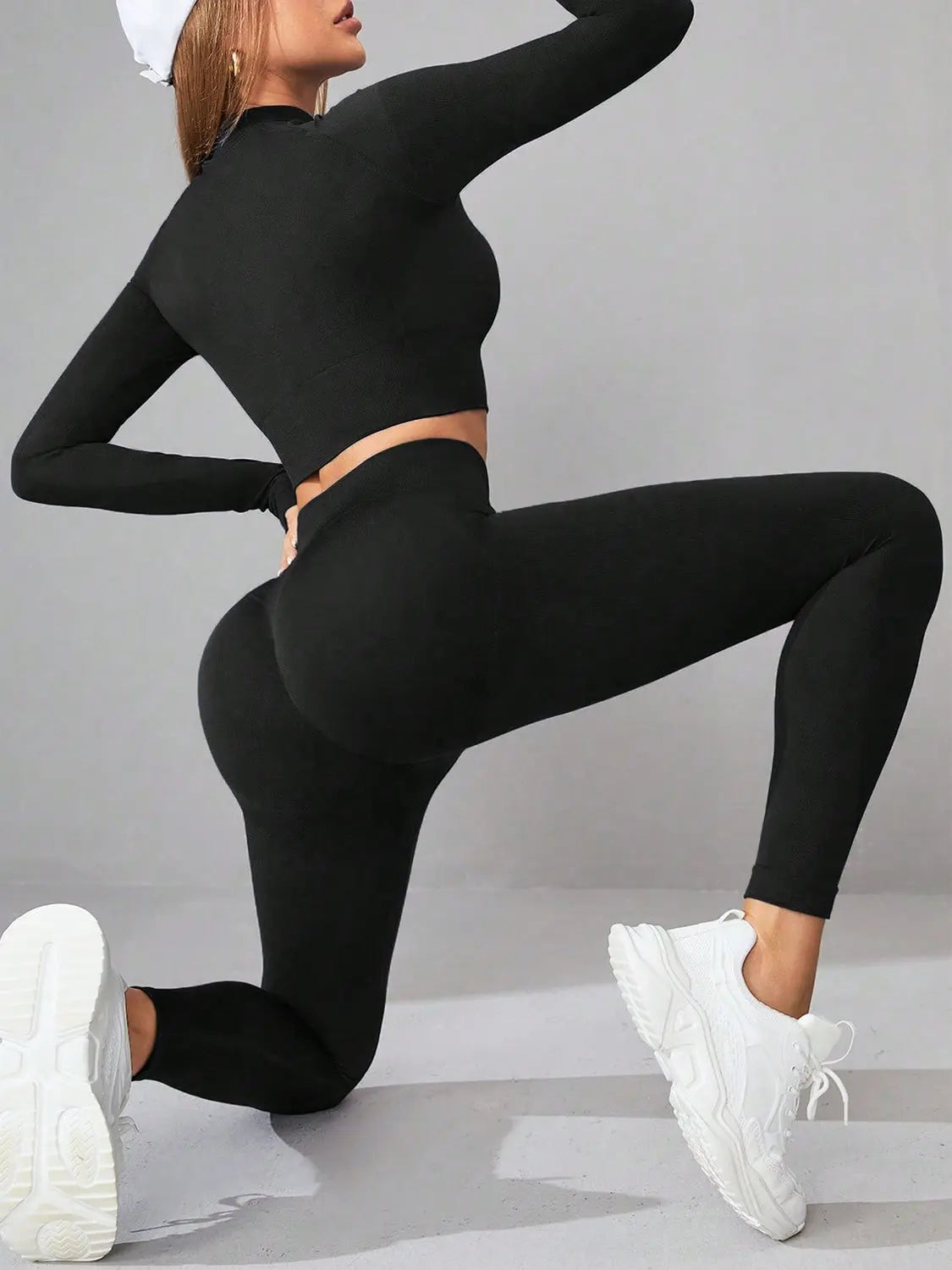 Mock Neck Long Sleeve Top and Leggings Active Set 