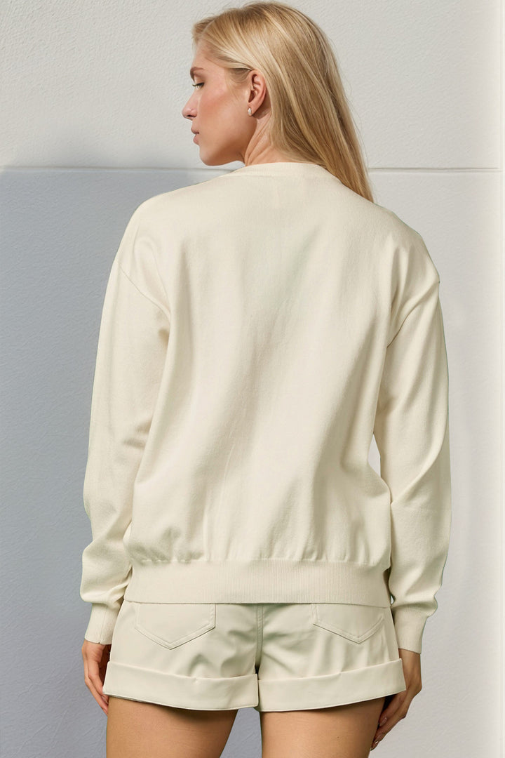 Double Take Full Size Sequin Nutcracker Long Sleeve Sweater 