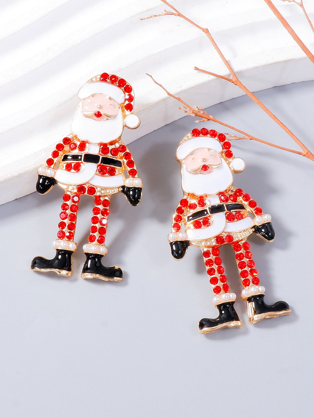 Alloy Rhinestone Santa Earrings 