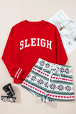 Letter Graphic Round Neck Top and Printed Shorts Lounge Set Lingerie & Nightwear