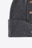 Button Detail Rib-Knit Cuff Beanie 