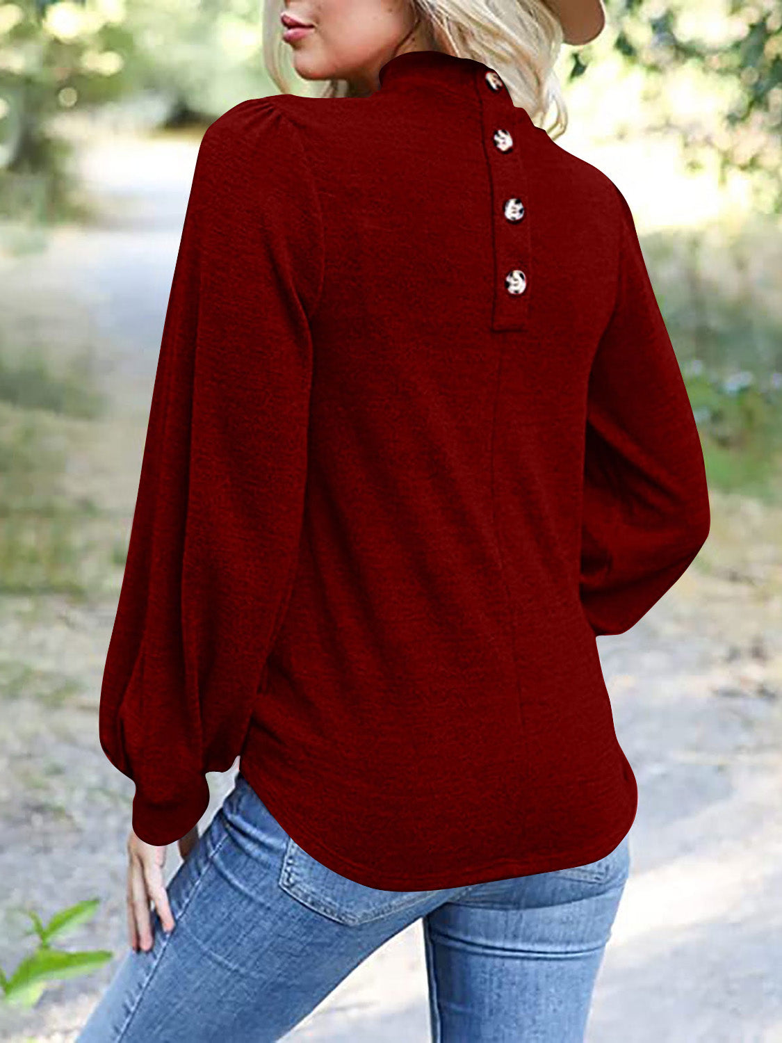 Full Size Mock Neck Long Sleeve T-Shirt 