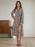 Snake Print Long Sleeve Shirt Dress 