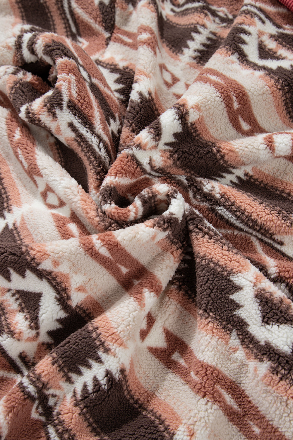 Geometric Button Up Corduroy Trim Jacket 