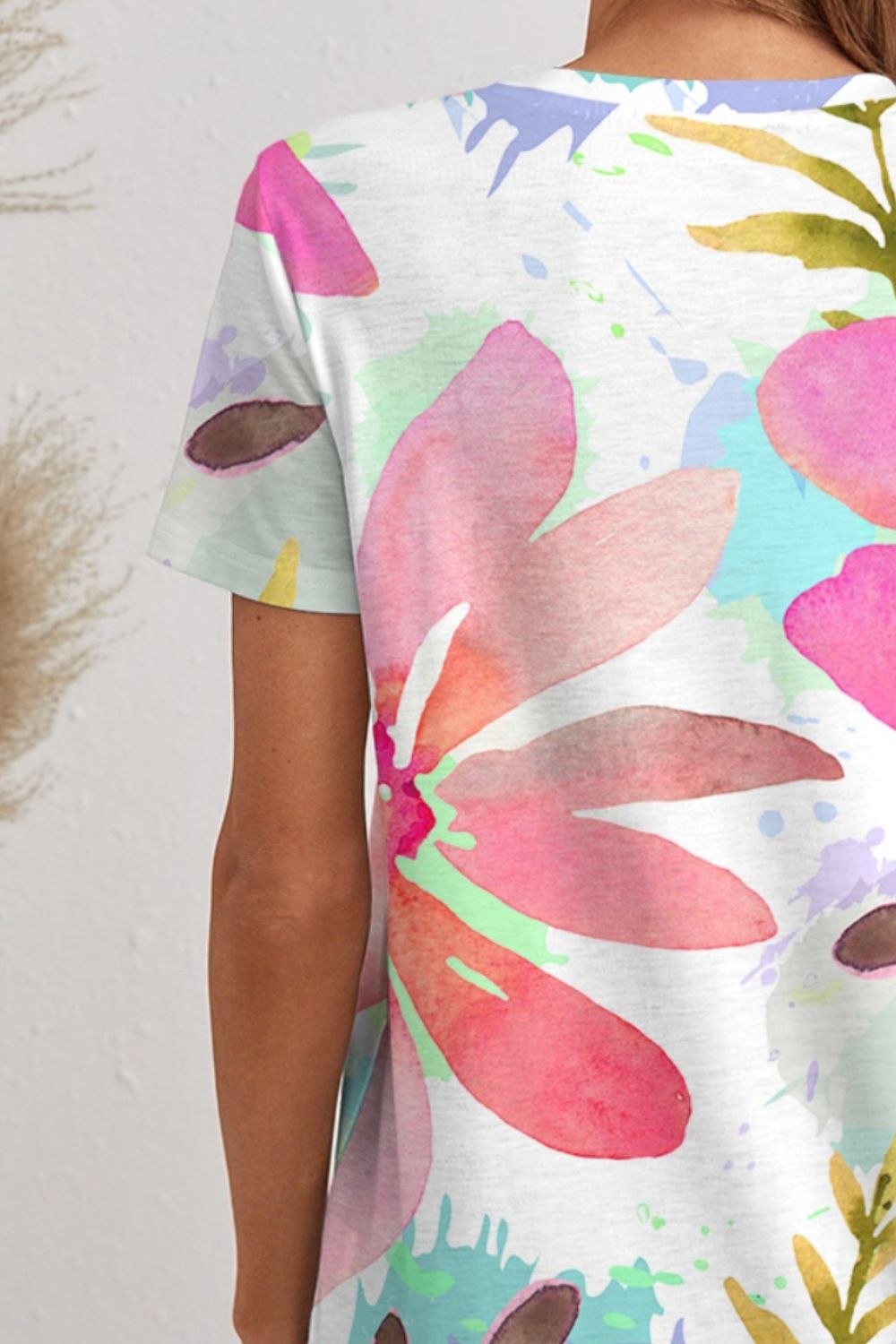 FAM-FAM Printed V-Neck Short Sleeve T-Shirt 