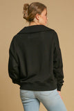 Umgee Johnny Collar Dropped Shoulder Sweatshirt 