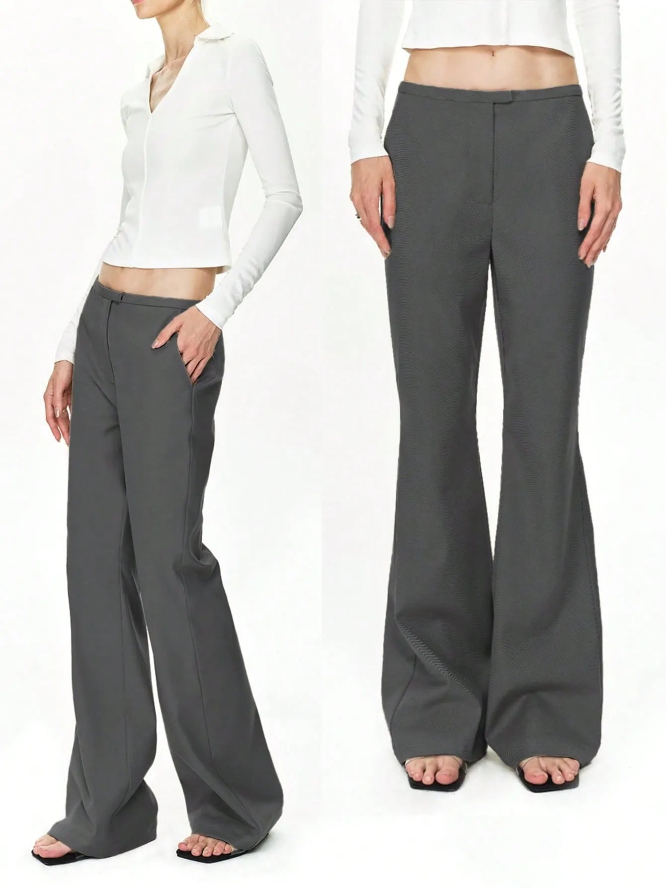 High Waist Flare Leg Trousers 