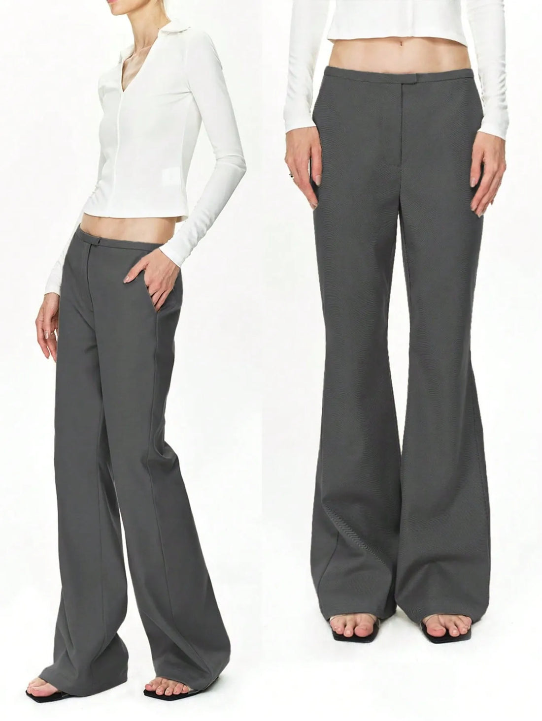 High Waist Flare Leg Trousers 