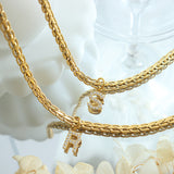 Brass Inlaid Zircon Letter Pendant Necklace 