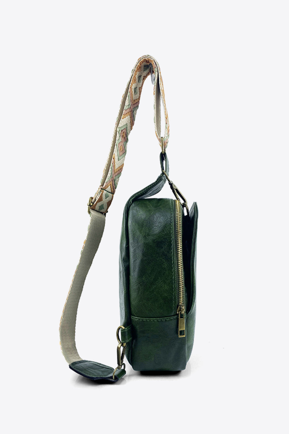 Random Pattern Adjustable Strap PU Leather Sling Bag 