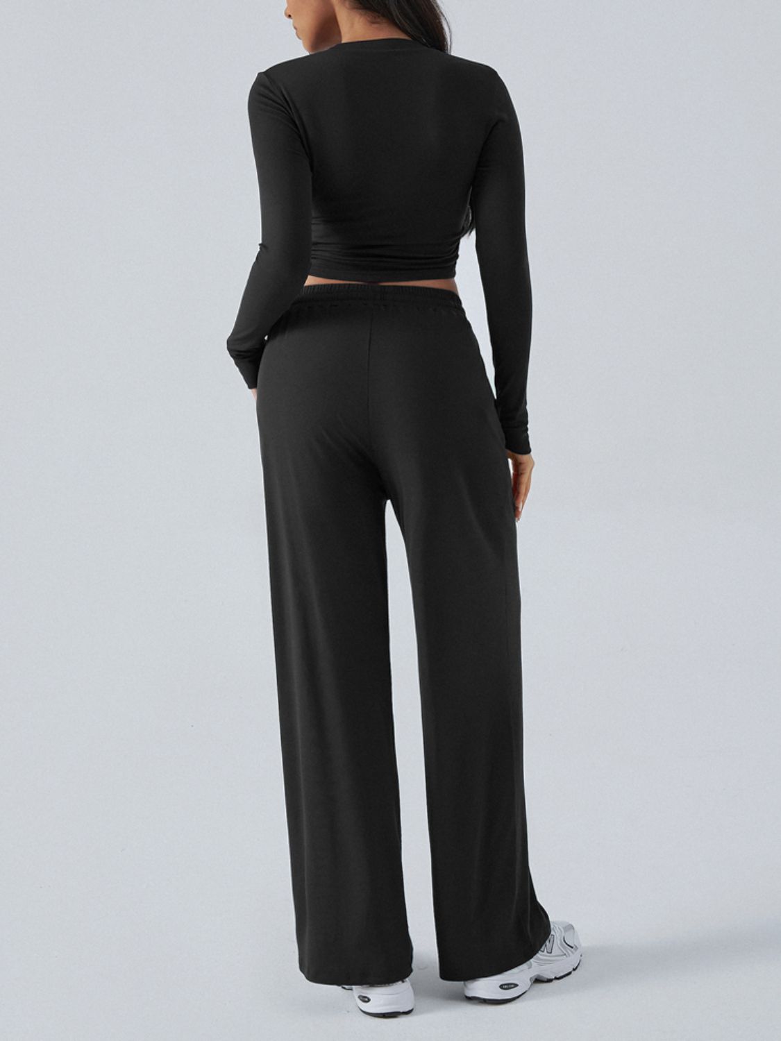 Devine Round Neck Long Sleeve Top and Pants Set 