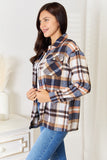 Double Take Plaid Button Front Shirt Jacket with Breast Pockets 