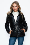 How Dare U Pocketed Zip Up Puffer Jacket with Removable Hood 