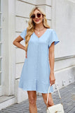 Tied Button Up Short Sleeve Mini Shirt Dress Dresses