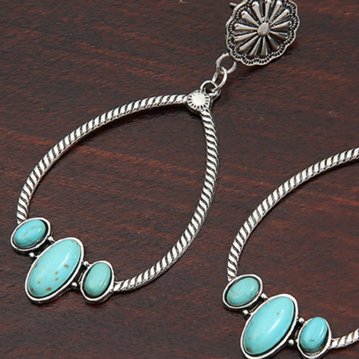 Artificial Turquoise Teardrop Earrings 