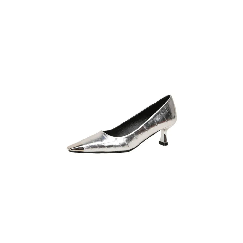 Point Toe Flare Heel Pumps 