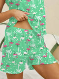 Printed Round Neck Top and Shorts Lounge Set Lingerie & Nightwear